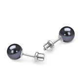 Пусеты из серебра 925 пробы с черными речными жемчужинами 6,5-7 мм