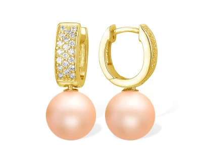 Серьги из серебра с розовыми речными жемчужинами 8,5-9 мм