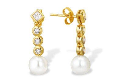 Серьги из серебра с белыми речными жемчужинами 8,5-9 мм