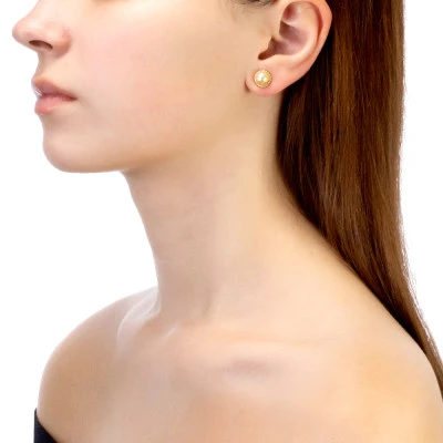 Серьги из серебра с розовыми речными жемчужинами 7-7,5 мм