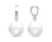 Серьги из серебра c белыми японскими речными жемчужинами 14-14,5 мм