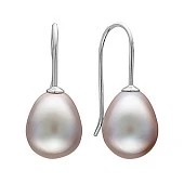 Серьги из белого золота с серебристыми речными жемчужинами 10-10,5 мм 