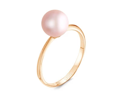 Кольцо из серебра с розовой речной жемчужиной 7-7,5 мм
