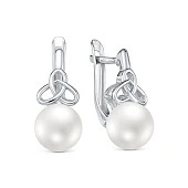 Серьги из белого золота с белыми речными жемчужинами 8,5-9 мм
