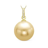 Подвеска из золота с золотистой морской Австралийской жемчужиной 13-13,5 мм