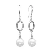 Серьги из серебра c белыми японскими речными жемчужинами 12,5-13 мм