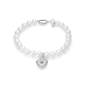 Браслет из белого речного круглого жемчуга 7,5-8 мм с подвеской из серебра 