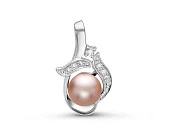 Кулон из серебра с розовой речной жемчужиной 7-7,5 мм