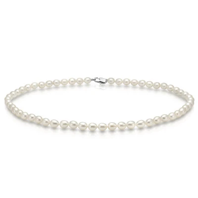 Ожерелье из белого рисообразного речного жемчуга. Жемчужины 4-4,5 мм