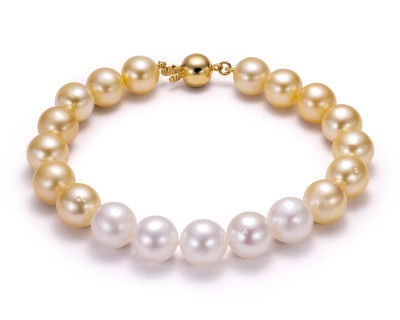 Браслет "микс" из круглого морского Австралийского жемчуга 8-9,2 мм. Класс АА+