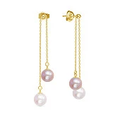 Серьги на цепочке из серебра c розовыми речными жемчужинами 6,5-7 мм