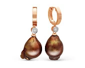 Серьги из серебра с шоколадными жемчужинами "Барокко" 13-16 мм