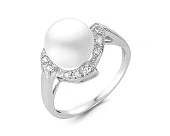 Кольцо из серебра с белой речной жемчужиной 10 мм