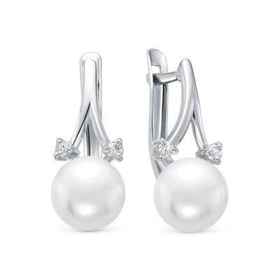 Серьги из серебра 925 пробы с белыми речными жемчужинами 8 мм