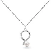 Колье из серебра 925 пробы с белой речной жемчужиной 5,5-6 мм
