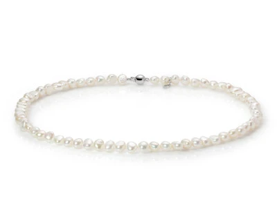 Ожерелье из белого барочного речного жемчуга класса ААА. Жемчужины 7-7,5 мм