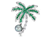 Брошь-кулон из сплава с серебристой речной жемчужиной 8,5-9 мм