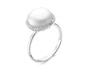 Кольцо из серебра с белой речной жемчужиной 10,5-11 мм