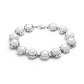 Браслет из серебра 925 пробы с белым речным жемчугом. Жемчужины 8-8,5 мм