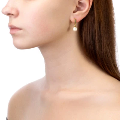 Серьги из серебра с белыми речными жемчужинами 8-8,5 мм