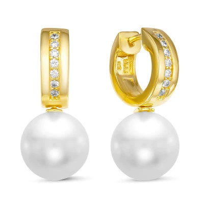 Серьги на серебре с белыми японскими речными жемчужинами 13-14 мм