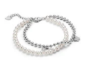 Браслет из серебра 925 пробы с белыми речными мини-жемчужинами 4-4,5 мм