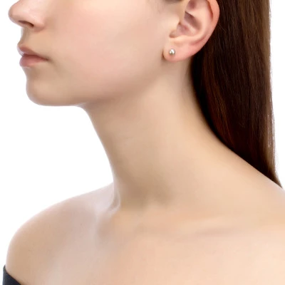 Пусеты из серебра 925 пробы с серебристыми речными жемчужинами 6-6,5 мм