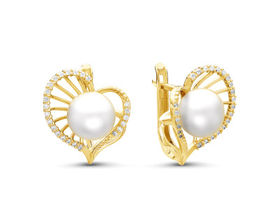 Серьги из серебра с белыми речными жемчужинами 7,5-8 мм