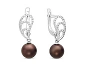 Серьги из серебра с черными речными жемчужинами 8,5-9 мм