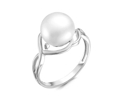 Кольцо из серебра с белой речной жемчужиной 10 мм
