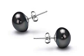 Пусеты из серебра 925 пробы с черными речными жемчужинами 11,5-12 мм