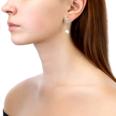 Серьги из серебра с белыми речными жемчужинами 9-9,5 мм