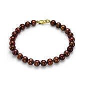 Браслет из шоколадного круглого речного жемчуга класса ААА. Жемчужины 7-7,5 мм
