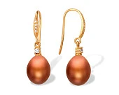 Серьги из серебра с шоколадными речными жемчужинами 8,5-9 мм