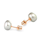 Пусеты из серебра 925 пробы с серебристыми речными жемчужинами 9-9,5 мм Пусеты из серебра 925 пробы с серебристыми речными жемчужинами 9-9,5 мм