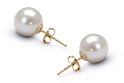 Пусеты из серебра 925 пробы с белыми речными жемчужинами 9-9,5 мм