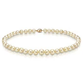 Ожерелье из золотистого круглого морского Австралийского жемчуга 10-12 мм. Качество наивысшее ААА