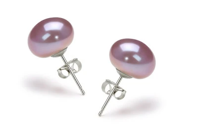 Пусеты из серебра 925 пробы с лавандовыми речными жемчужинами 9,5-10 мм