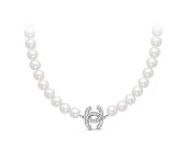 Бусы из белого круглого речного жемчуга 7,5-8,5 мм со вставками из серебра