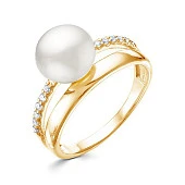 Кольцо из серебра с белой речной жемчужиной 9,5-10 мм