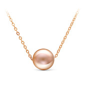 Цепочка из красного золота с розовой морской жемчужиной 9,5-10 мм. Длина 42 см