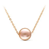 Цепочка из красного золота с розовой морской жемчужиной 9,5-10 мм. Длина 42 см