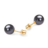 Пусеты из серебра 925 пробы с черными речными жемчужинами 8,5-9 мм