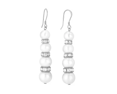 Серьги из серебра c белыми речными жемчужинами 8-8,5 мм