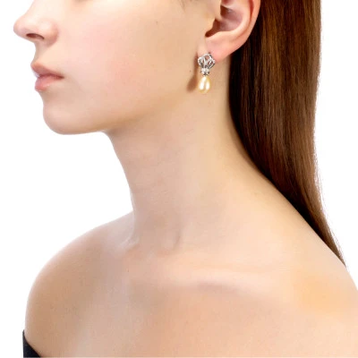 Серьги из серебра c розовыми речными жемчужинами 10-11 мм