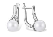 Серьги из белого золота с белыми речными жемчужинами 7,5-8 мм