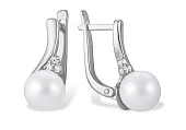 Серьги из белого золота с белыми речными жемчужинами 7,5-8 мм