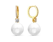 Серьги из серебра c белыми японскими речными жемчужинами 14-14,5 мм