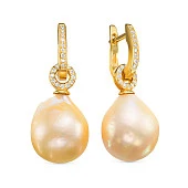 Серьги из серебра c розовыми речными жемчужинами "Барокко" 14-16 мм