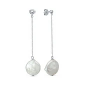 Серьги из серебра с белым барочным жемчугом. Жемчужины 15-16 мм